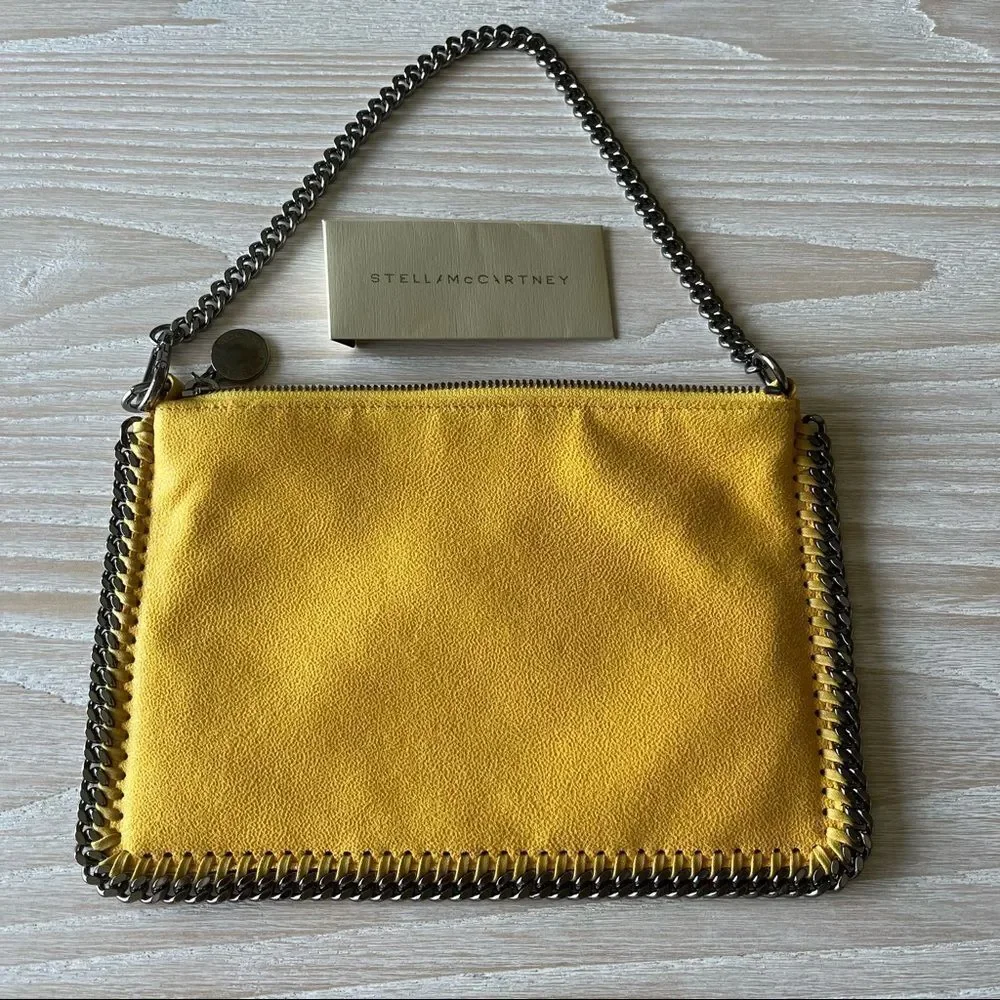 Stella McCartney Falabella Pouchette Bag Yellow Vegan Leather NEW